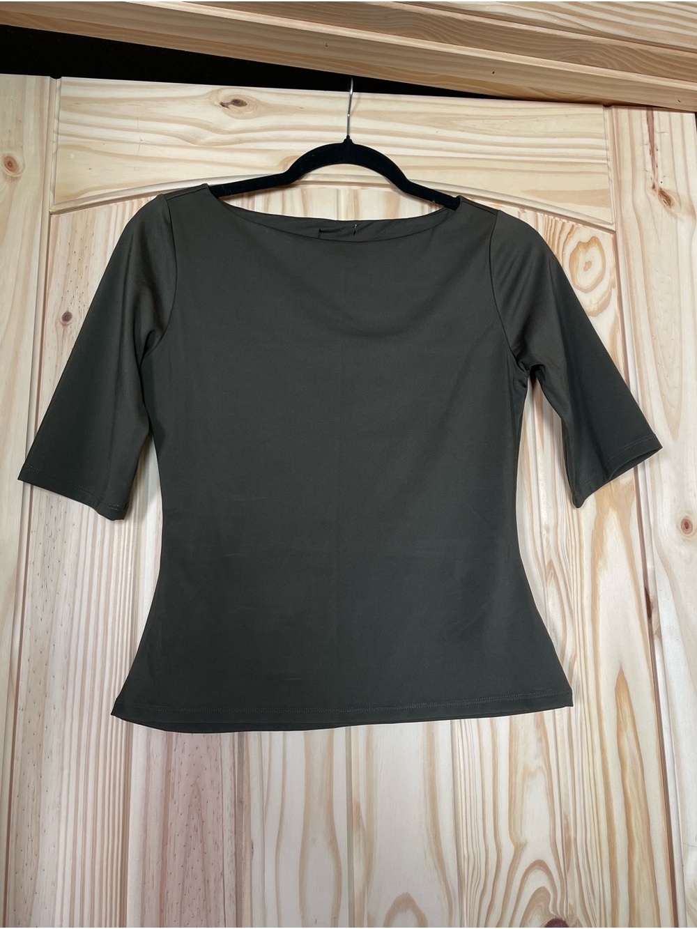 H&M Boatneck Top - Dark Khaki Green - Picture 2 of 4